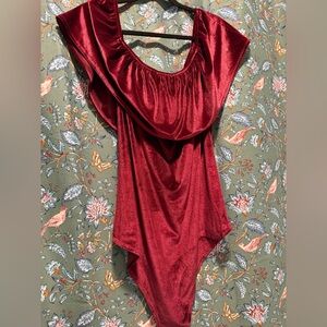 Elegant Burgundy Velvet Bodysuit